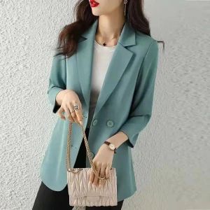 Vestes Blazer de bureau pour femmes, veste à manches trois-quarts, coupe cintrée, manteau coréen, printemps automne, bon marché, vente en gros, livraison gratuite