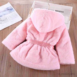 Jackets faux jas voor herfst- en wintermeisjes voegen katoendikker en warm roze jas jas peuter meisje kleding baby overjas r230812 toe