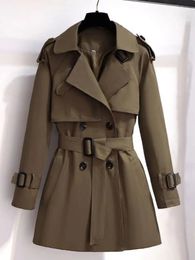 Vestes pour femmes automne/hiver manteaux chauds coréens hauts à manches longues Double boutonnage court Trench Vintage dames vêtements 240109
