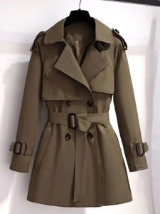 Vestes pour femmes automne/hiver manteaux chauds coréens hauts à manches longues Double boutonnage court Trench Vintage dames vêtements 240202