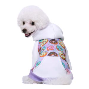 Vestes Bouledogue français chien veste hiver beignet motif chiot chien vêtements hiver violet coton fermeture éclair Chihuahua noël chien vêtements