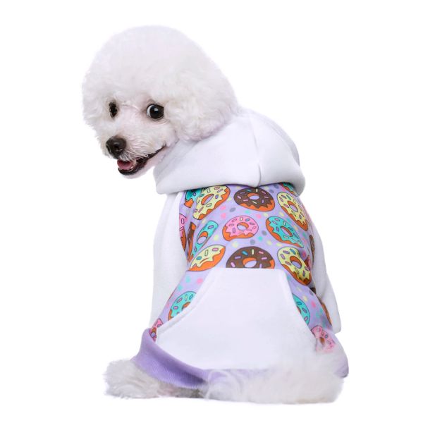 Chaquetas Chaqueta para perro Bulldog Francés Patrón de donut de invierno Ropa para perros cachorros Invierno Púrpura Algodón Cremallera Chihuahua Ropa para perros de Navidad