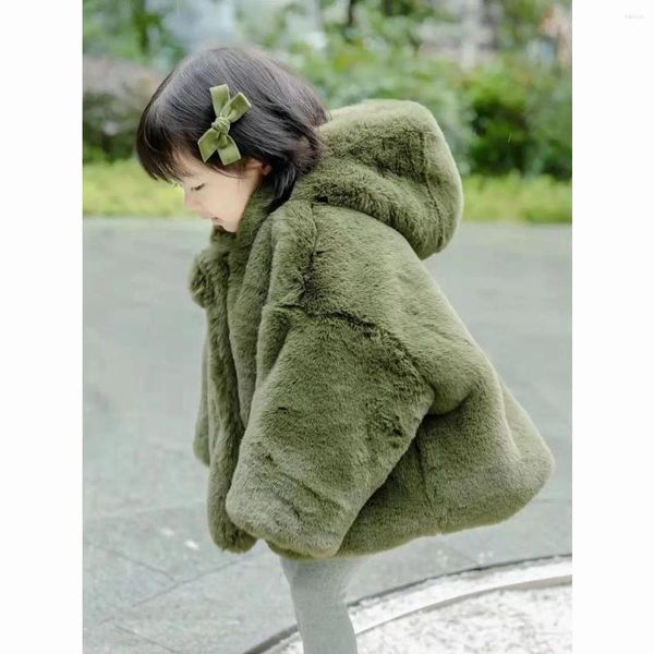 Vestes fourrure manteau hiver saison filles bébé épaississement fille velours coton à capuche solide vêtements pour enfants à manches longues