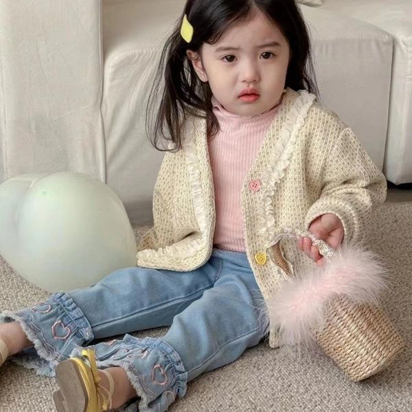 Chaquetas Niña Cardigan Primavera Abrigo de encaje Chaqueta para niños al por mayor