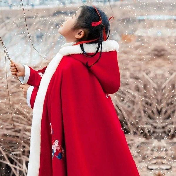 Chaquetas para niña Hanfu moderna, capa para niños, ropa de año, disfraz grueso cálido, abrigo de estilo chino para Otoño e Invierno, Cosplay de princesa