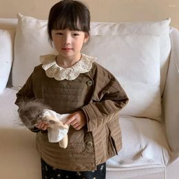 Jaquetas menina parkas 2023 outono e inverno coreano meninas cardigan acolchoado casaco solto bebê algodão-acolchoado casacos