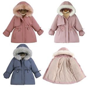 Chaquetas para niñas de 2 a 8 años de invierno, prendas de vestir exteriores gruesas y cálidas para niños, chaqueta con cuello de piel con capucha para niños y niñas, abrigos de fiesta 220928