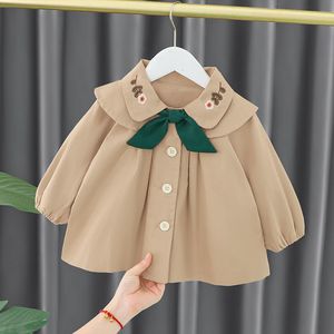 Vestes Filles Vêtements Printemps Automne Fleur Broderie Mode Mignon Chaud Casual Solide Doux Belle Doux Japonais pour 18M 6T 230731