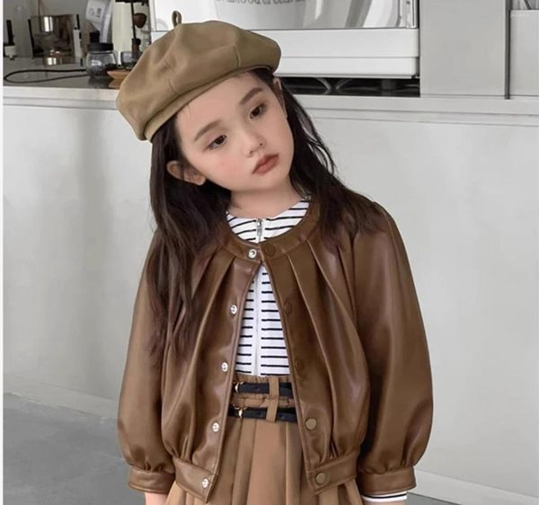 JACKETS Girls Coat Fold Jacket Cool Automne Hiver Enfant 2024 Casual Fashion Simple Fashion lâche Solide StreetStyle