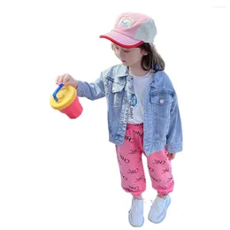 Vestes filles manteau denim printemps et automne pour enfants de 3 à 8 ans souriant la veste pour enfants à manches longues