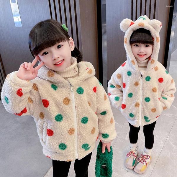 Chaquetas Niñas Chaqueta de piel Prendas de abrigo Patrón de puntos Abrigo Niña Grueso Cálido Niños Ropa casual para bebés