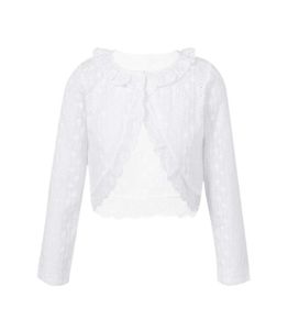 Jackets Girls Jacket Kids Long Sleeve Ruffle Lace Flower Bolero Shrug Short Cardigan Birthday Wedding Party Princess Dress Cover U2092101