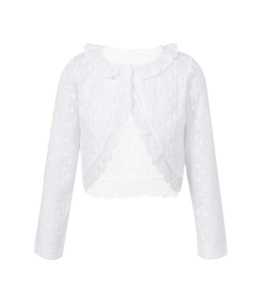 Jackets Girls Jacket Kids Long Sleeve Ruffle Lace Flower Bolero Shrug Short Cardigan Birthday Wedding Party Princess Dress Cover U2092101