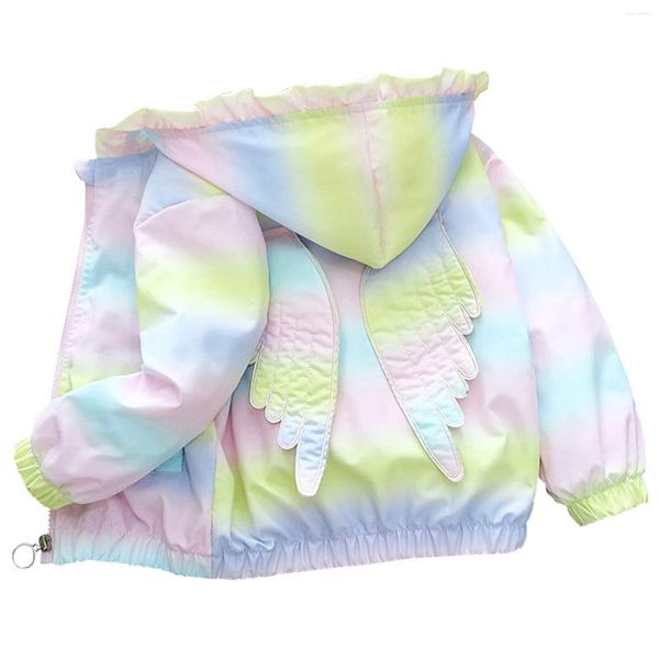 Vestes Filles Veste Avec Ailes À Capuche Dégradé Fermeture Éclair Manteau Tout-petits Enfants Printemps Automne Vêtements D'extérieur Mignon Mode Casual Tenues Pour Enfants