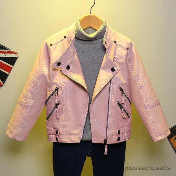 Jackets chicas chaqueta de cuero primavera otoño más abrigo ropa de cuero ropa para niños con cremallera de moda xmp04 r230812