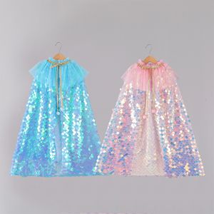 Chaquetas Niñas Sirenita Capa Niños Colorido Lentejuelas Capas Princesa Niños Brillante Fiesta Disfraz Niña Vestir 230728