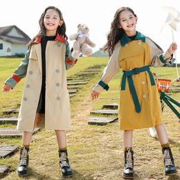 Jackets Girls Long Trench Coat Outerwear Est Kids Windscheper Jacket voor Spring Herfst Kinderen S Kleding 4 6 8 10 12 14Y 220912