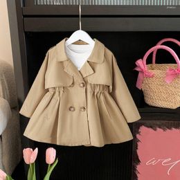Vestes filles Trench Coat vêtements pour enfants printemps et automne mode coréenne mi-longueur col à rabat vêtements d'extérieur 2023