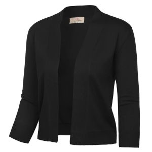 Vestes GK veste Femme 3/4 manches ouverture devant longueur recadrée manteau en tricot hauts chemisiers de haute qualité Femme décontracté t-shirt de rue