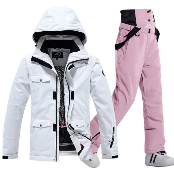 Chaquetas Traje de esquí de invierno de alta calidad para mujer, chaqueta y pantalón de esquí de marcas muy cálidas, resistente al viento, impermeable, ropa de esquí y Snowboard para mujer