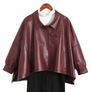 Vestes Haut de gamme Imitation cuir véritable manteau femmes Locomotive veste courte printemps automne Style coréen Cape décontracté en cuir vêtements d'extérieur