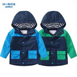 Jackets honeyking baby voor jongens sport pu lederen capuchon regenkleding kinderen regen jassen kinderen waterdichte bovenkleding