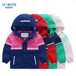 Vestes Honeyking Baby Jacket Pu Raincoat Boys and Girls Outordoor imperméable Vent à vent Vérités de pluie Enfants Vêtements pour enfants