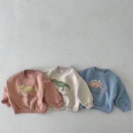Jackets Hoodies Autumn Kids Hoodies Cool Dinosaur Plus Fleece Children Pullover Comfortable Sweatshirt 230821
