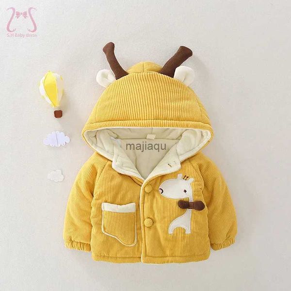 Vestes à capuche bébé vêtements d'hiver chaud polaire enfants coton manteau dessin animé garçon fille veste enfant en bas âge enfants Costume salopette nouveau-né SnowsuitL240115