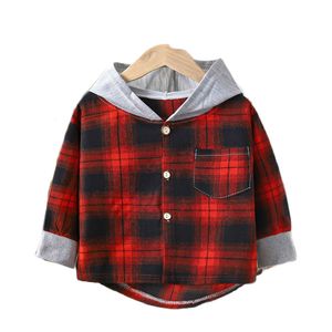 Vestes Hoodies Chemises pour enfants Vêtements Garçons Chemises à capuche Filles Bébé à manches longues Plaid Bottoming Coats Printemps Automne 230821