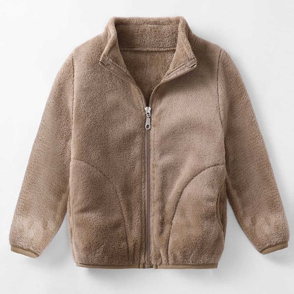 Chaquetas con capucha para niñas, chaqueta de lana Sherpa con cremallera completa, abrigo con capucha de franela, prendas de vestir cálidas para otoño e invierno, ropa de otoño para niños en Stock