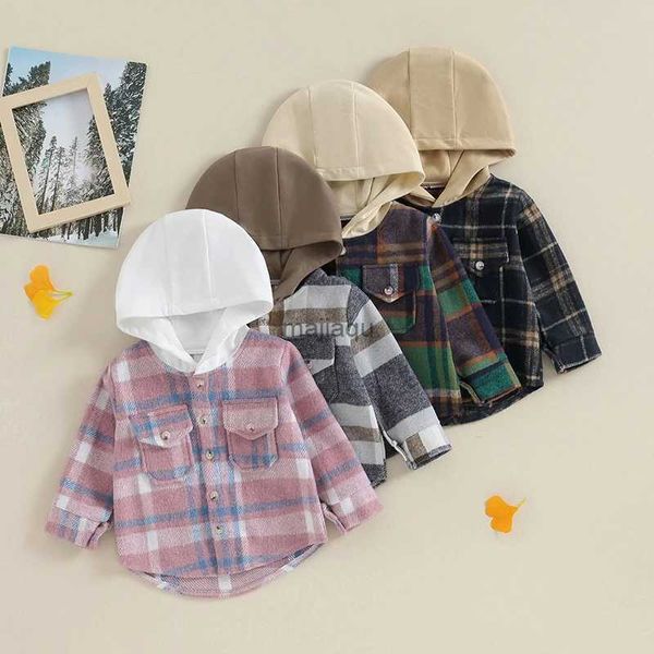 Chaquetas con capucha Nuevo abrigo infantil para chaqueta de bebé Chaqueta a cuadros de otoño e invierno para bebés Traje para niños pequeños Abrigo para niños Ropa para bebés recién nacidosL240115