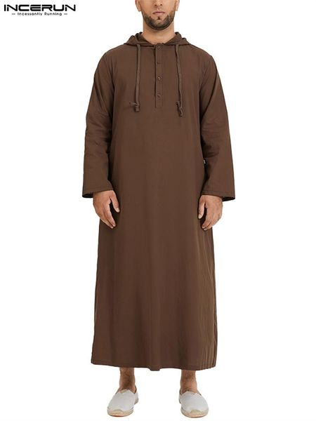 Jacken Incerun Islamische Neue Männer Kleidung Kleid Robe Muslimischen Stil Hoodies Robe Saudi Arabisch Langarm Kaftan Lange Jubba Thobe Homb 2023