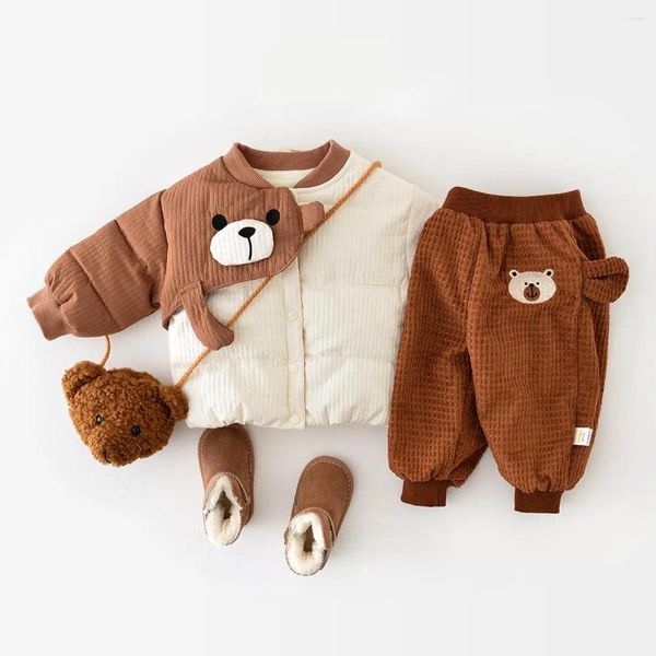 Vestes infantile automne hiver coton Costume enfants dessin animé ours plus velours manteau décontracté garçon fille bébé épaissir mode veste chaude