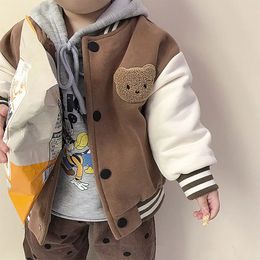 Jassen INS Mode Baby Boy Baseball Jas Lente Herfst Peuter Kinderen Dikker Jas Meisjes Sport Uitloper Kleding 03Y Kinderen Uitloper 230927