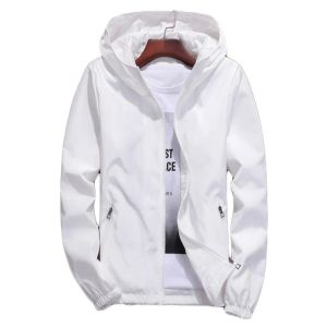 Vestes Veste Femmes Blanc S7XL Lâche Hommes Couple Mince Manteau À Capuchon 2022 Printemps Automne Nouveau Gris Bleu Rouge Imperméable Vêtements Cargo LD1303