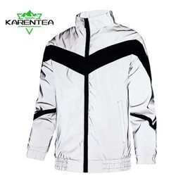 Jackets Karentea Heren Running Jacket Loose Night Run Reflecterende sportgymsport Jogging Buitenjas Breadbare kleding