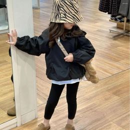 Jaquetas Kid Casaco Jaqueta 2023 Outono Crianças Desgaste Estilo Coreano Meninas Tridimensional Bolso Moda