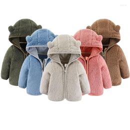 Vestes kiddiezoom bébé automne ours oreilles manteau capuche pour garçons 2023 hiver chauds infantile éclaircisse des vêtements d'extérieur