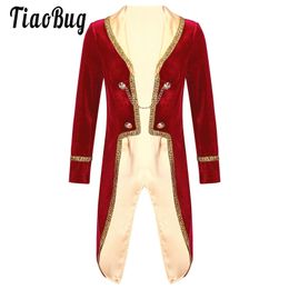 Jackets Kids Boys Prince Coat Carnival Costume Long Sleeve Tuxedo Jacket Baby Toddlers Vintage Royal Court Halloween Cosplay Theme Party 230310