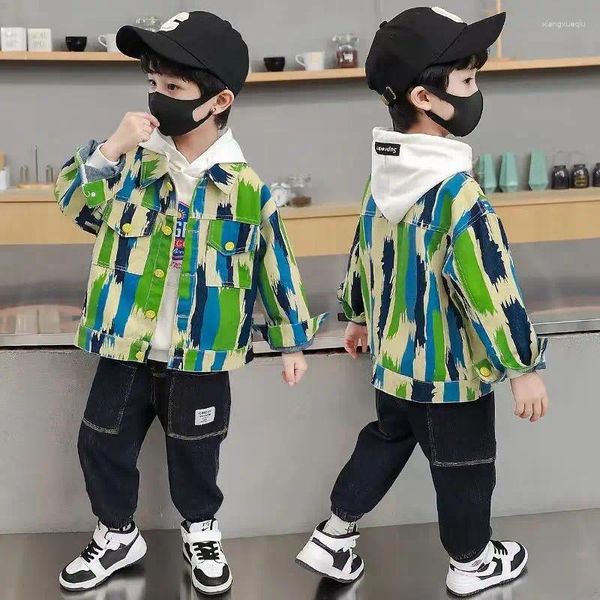 Vestes enfants garçons printemps et automne veste en Jean 2024 mode pour enfants Denim multicolore