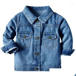Jackets Kids Denim para niños Caídas para bebés 2024 Spring Autumn Casual Chaqueta Vintage Solid Outwear Children Clothing Drop entrega Ma Otwjk