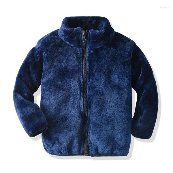 Vestes Enfants polaire veste garçon automne hiver bébé fermeture éclair col roulé conception manteaux enfant en bas âge en peluche épaissir vêtements d'extérieur Parkas vêtements pour bébés