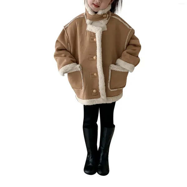 Vestes enfants filles manteau hiver coupe-vent épaissir veste enfant chaud polaire bouton vêtements d'extérieur route bulle