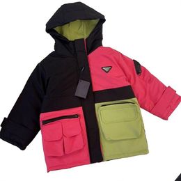Куртки Детский зимний комбинезон с капюшоном Зимнее пальто для мальчиков Зимняя одежда Пуховая хлопковая теплая детская верхняя одежда Парки с меховым воротником Размер 90-160 см A08 Dro Dh25C