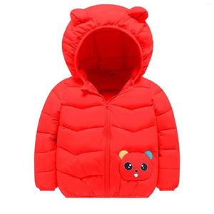 Jackets Kids Winter Jacket Boys Peuter Baby Girls Warm Cartoon Panda Prints Coats Bear oren leuk