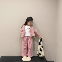 Jackets Korean Kids Clothing 2023 Comfortabele en casual meisjes trui voor kinderen Simple Style Coat Boutique