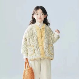 Vestes Style coréen mode filles coton veste imprimé fleuri en peluche manteau court automne hiver simple boutonnage enfants pardessus 231013
