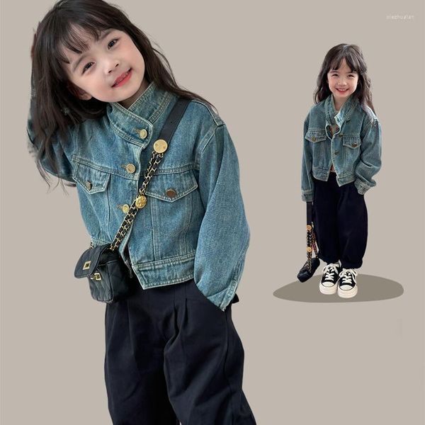 Chaquetas estilo coreano niñas chaqueta de mezclilla casual vintage pantalones vaqueros cortos abrigo para