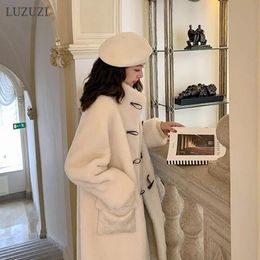 Jackets Luzuzi Real Fur Coat de alta calidad 2021 Mujeres de oveja largas Jackets de piel de invierno Capas de peluche Estilo coreano Jaqueta Feminina